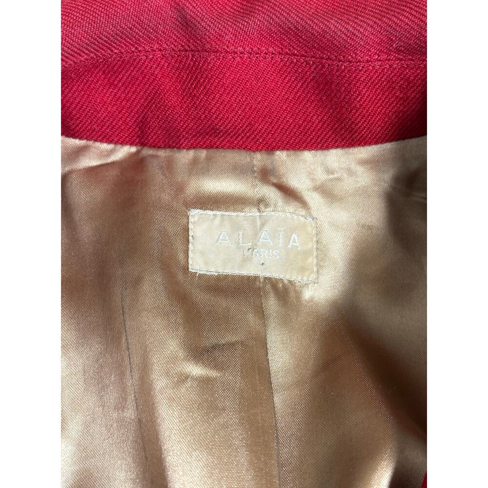 Alaïa Paris Vintage 1990s Red Wool Fit & Flare Coat France 38 FR 6 US3 - Picture 5 of 12